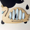 Nordic Style Wood Swan Jewelry Storage Baby Hair Clips Holder Organizer HangP1R4