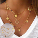 Bohemian Leaf Crystal Necklace Multilayer Long Necklace Women Pendant NecklaceME
