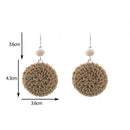Fashion Boho Straw Rattan Woven Earrings Geometric Dangle Ear Stud Jewelry Gift