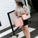 Women Fashion Handbag Shoulder Bag Purse Leather Tote Bag 4 Pieces (Pink)