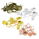 48pcs Mixed Color Oval Bezel French Lever Back Earring Hook Blank Settings