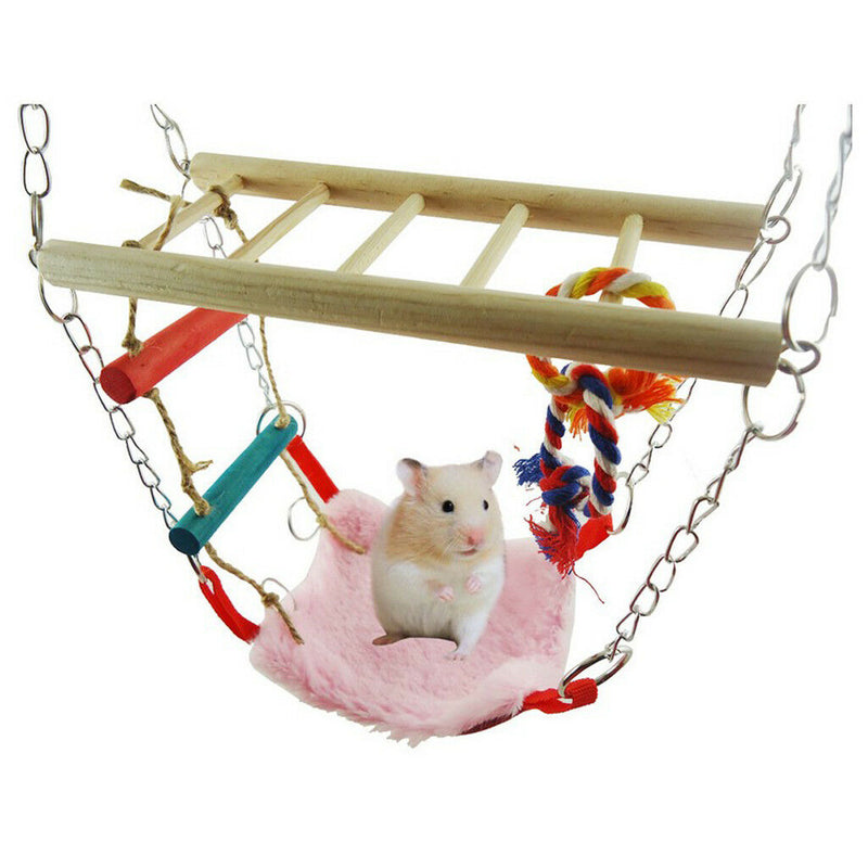 Bird Parrot Cage Hammock Cockatiel Toys Ladder Hanging Swing Chew Bridge