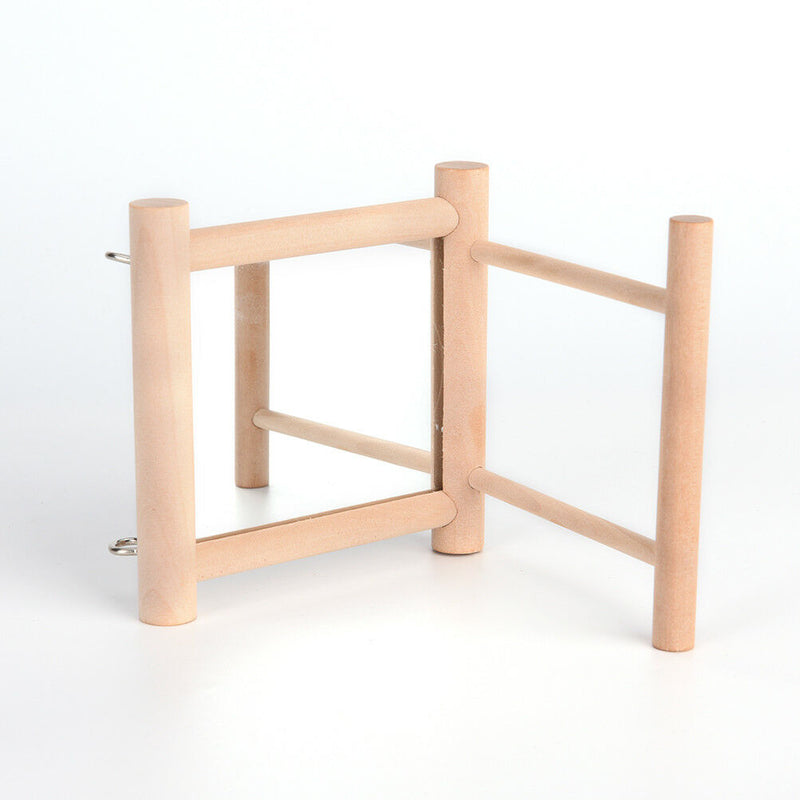 Bird Mirror & Perch Wooden Interactive Bird Toys Budgie Canary Cockatiel Finch