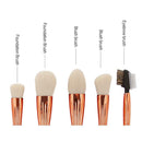 10pcs Professional Rose Red Shell Makeup Brushes White Hair Cosmetic Tool