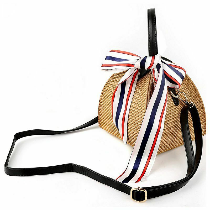 Chic Women Straw Handwoven Convertible Tote Crossbody Shoulder Bag N5X3