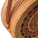 Handwoven Thick Classic Round Rattan grass Bag Brown