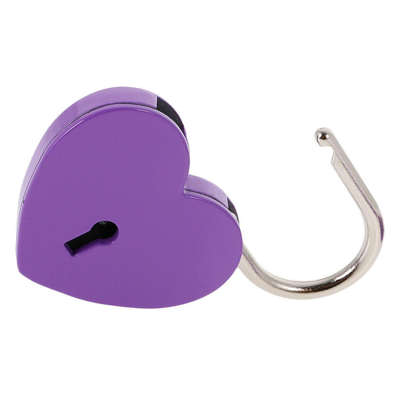 Set of 3 Cute Heart Shape Padlocks Metal Lock with Keys, Purple L
