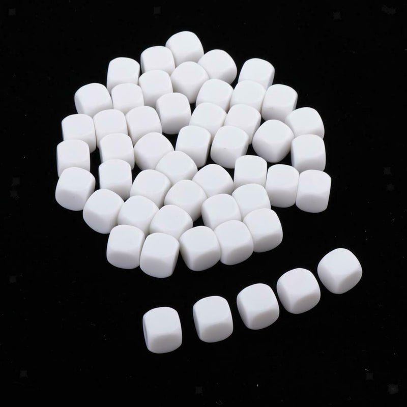 50pcs 1,2cm White Opaque Dice 6 Faces Acrylic Dice Game DIY White Table For MTG