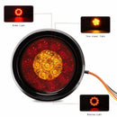 2Pcs 4Inch Round Led Amber Red Taillights With Rubber Grommet 16 Led 12V St