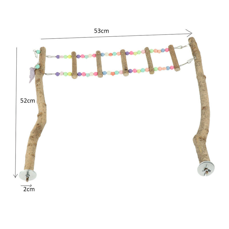 Natural Wood Bird Standing Climbing Ladder & PerchToy Set for Large Medium
