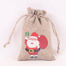 12pcs Linen Christmas Gift Burlap Drawstring Rustic Wrap Sacks Pouch 6x4''