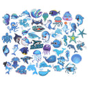 49Pcs Cute Blue Sea Marine Animals Stickers Suitcase Laptop Skateboard Decals Tw