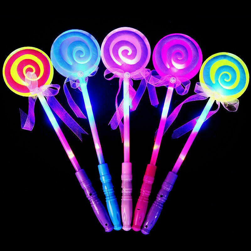 Portable LED Light Magic stick Wand Lollipop Fairy BIN Wand Kid Girl B8L5 K I4P3