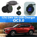 3A QC 3.0 USB Car Charger Power Socket Adapter for Motorcycle Boat (Blue)