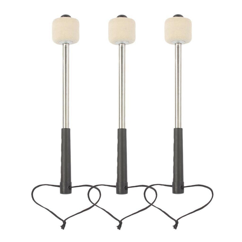 3PCS Drum Mallet with Stainless Steel Hand Grip Percussion Bass Drum Stick
