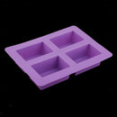 4 Cavity Silicone Rectangle Soap Making Mould Candy Fondant Cake Chocolate