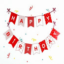 Happy birthday party paper red and white string banner banner