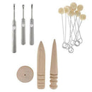 Multi-Size Wood Edge Slicker Burnisher Set + Hand Leather Edge Skiving Tool