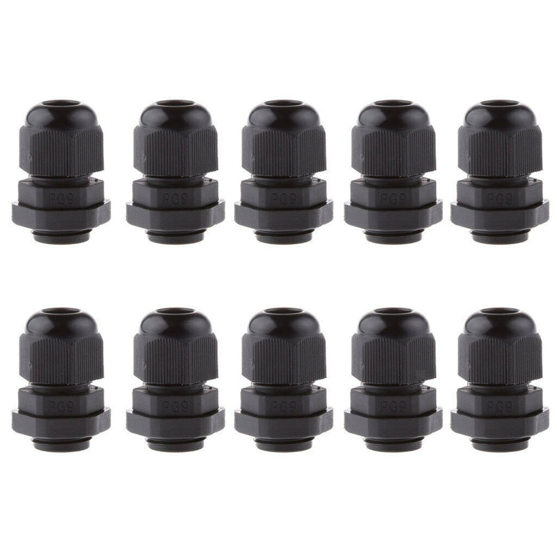 10X 4-8mm Durable PG9 Black IP68 Waterproof Cable Gland Adaptor Connector