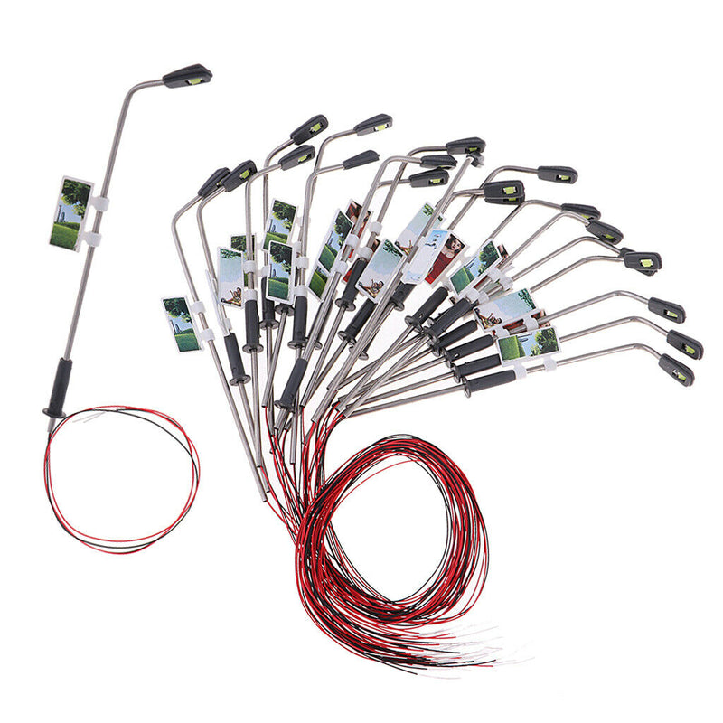 20Pcs Painted LED Lamppost Wire Courtyard Lights 1/200 HO for Roadway Scene