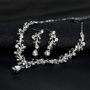 Women'S Crystal Diamond Necklace Set Two-Piece Fancy Bridal Necklace And Ov
