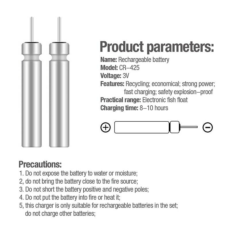 Fishing Float Rechargeable Battery Cr425 Usb Charger For Electronic Floats  N8B3