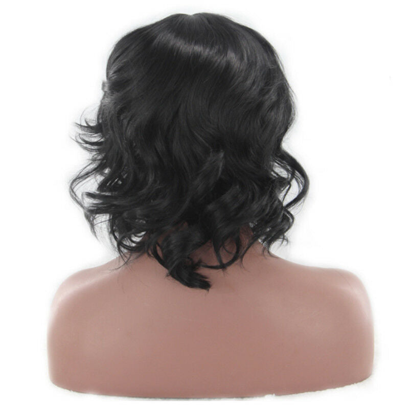 Women Ladies Black Ombre Hair Full Wig Fashion Style Black Root Medium Curly Wig