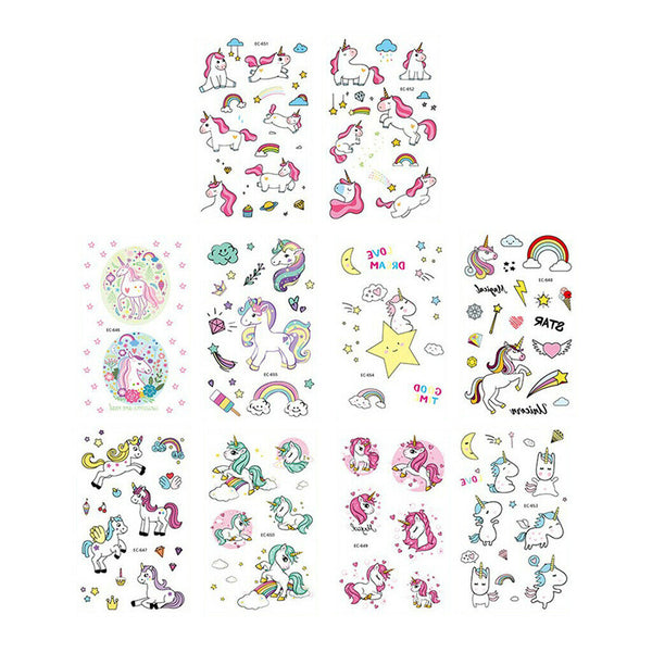 10 Lot Lovely Cute Cartoon Horse Star Tattoos Kids Transfer Stickers For DIY