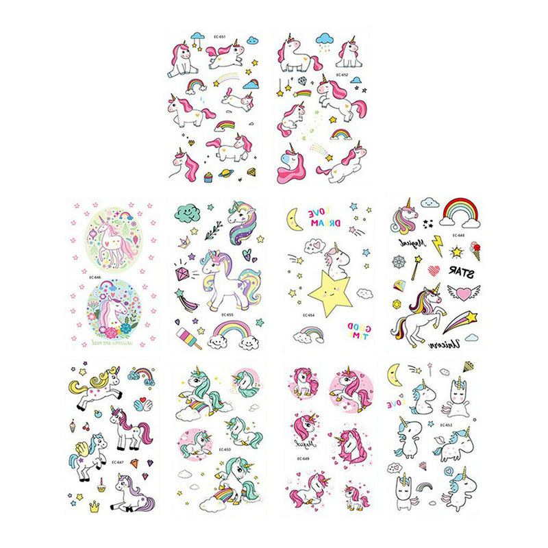10 Lot Lovely Cute Cartoon Horse Star Tattoos Kids Transfer Stickers For DIY