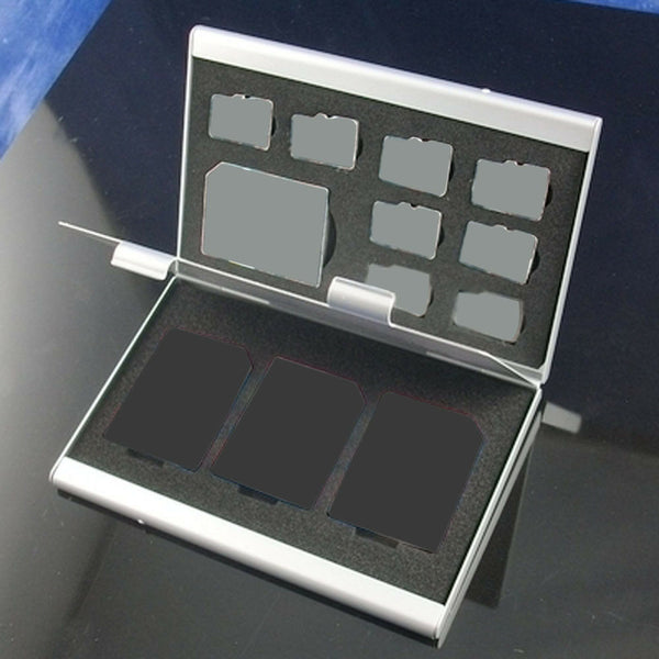 Aluminum Alloy Memory Card Storage Box Hard Case Supports Micro TF/MMC Card