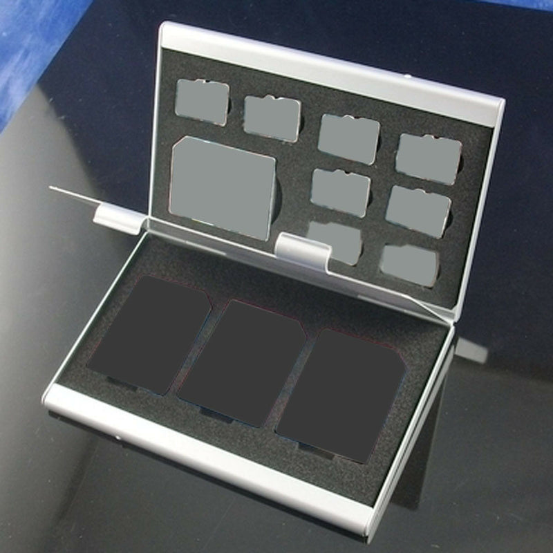 Aluminum Alloy Memory Card Storage Box Hard Case Supports Micro TF/MMC Card