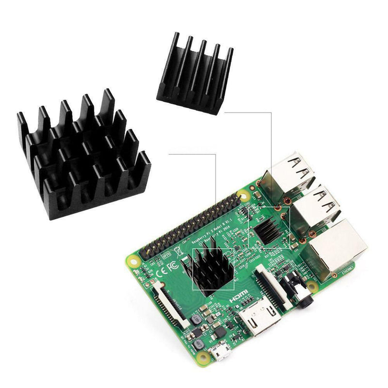 2x Aluminum Raspberry Pi 3 Heatsink Adhesive Heat Sink Set for RPi 2 3 B B+ R5G3