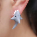 New Handmade Polymer Clay Cute Cartoon Shark Earrings Stud Diy Women Jewelry ME