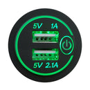 Car Motorcycle 3.1A Dual USB Charger Socket with Touch Switch+Power Cord