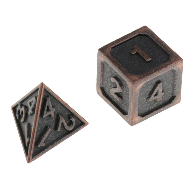 7x Polyhedral Metal Dice for Dragon Pathfinder RPG Board Games Red Bronze- B