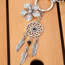 Boho Keyring Feather Dream Catcher Keychain Hollow Leaves Pendant Charm Flo Q5R3