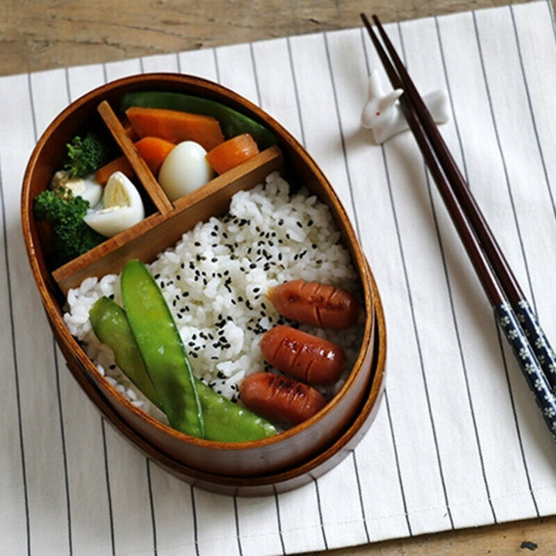 Wooden Lunch Boxs Food Containers Japanese Style Bento Lunchbox for Childre L1X7