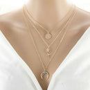 Fashion Women Multilayer Coconut Tree Moon Pendant Choker Necklace JewelryGiftOZ