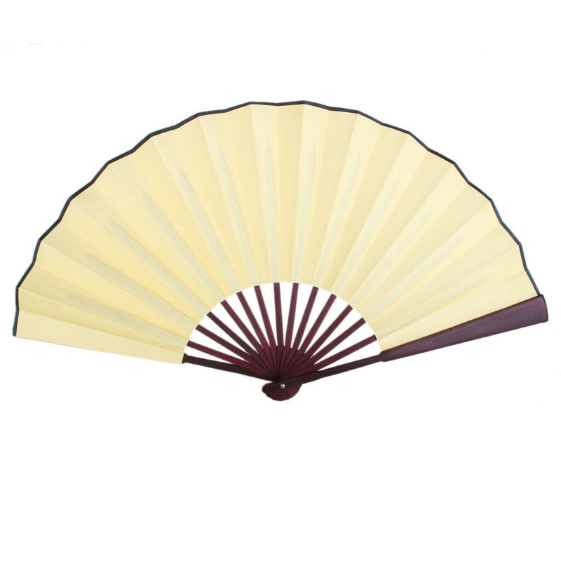 Chinese Blank Silk Folding Hand Fan Calligraphy Writing Dancing Wedding Gift