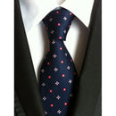 Red White Blue Flowers Neoclassical Spend 100% Silk Jacquard Tie Men's Tie