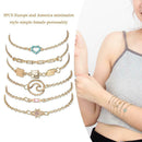 5pcs/set Rhinestone Geometric Hand Chain Women Heart Bracelet Jewelry Gift