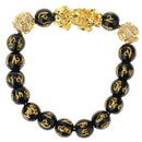3 Pieces Black Obsidian Pi Xiu Bracelet for Women Men Elastic 10mm 12mm