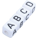 100x Mixed Cubic Acrylic Letter/ Alphabet Beads 10x10mm W2M3