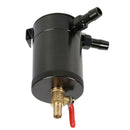 2-Port Baffled Aluminum Alloy Oil Catch Can Reservoir Tank with Drain Valve