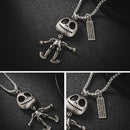 Men Women Titanium Steel Pendant Necklace Casual Tag Hip-Hop Long Alien Shape