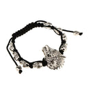 Men Wolf Head Crystal Unisex Adjustable Fashion Braid Bracelet Beads Bangle