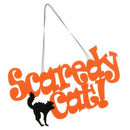 Scaredy Cat Hanging Sign Polystyrene Pendant Halloween Home Yard Party Deco