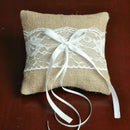 Retro Rustic Wedding Party Lace Burlap Jute Ring Bearer Decor Pillow Cushio V8M1