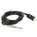 Guitar Bass 1/4'' 6.3mm To USB Link Connection Instrument Cable Adapter