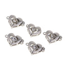 5pcs Rhinestone Love Heart Box Clasp DIY Wedding Jewelry Connector Findings